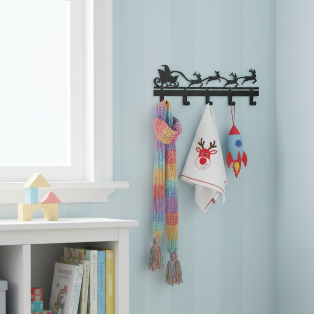 CIFbuy Snowflake Wall Mount Organizer With Hooks, Rustproof Modern Key And Coat Holder, Christmas Winter, Wall Decor For Entryway, Hallway Festive Home