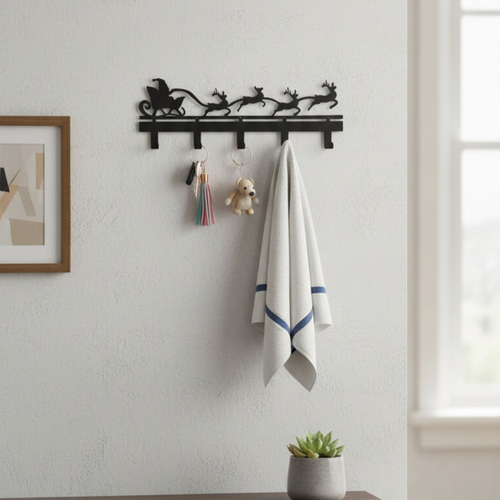 CIFbuy Snowflake Wall Mount Organizer With Hooks, Rustproof Modern Key And Coat Holder, Christmas Winter, Wall Decor For Entryway, Hallway Festive Home